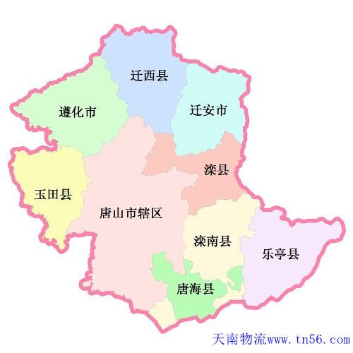 东莞到唐山物流舆图