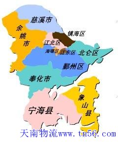 东莞到宁波市物流舆图